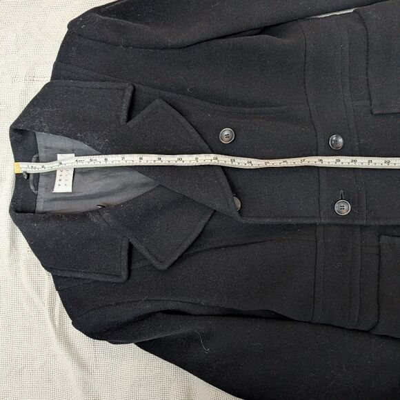 Black wool cashmere full length coat double- breasted, detachable fur lo… - Picture 11 of 14